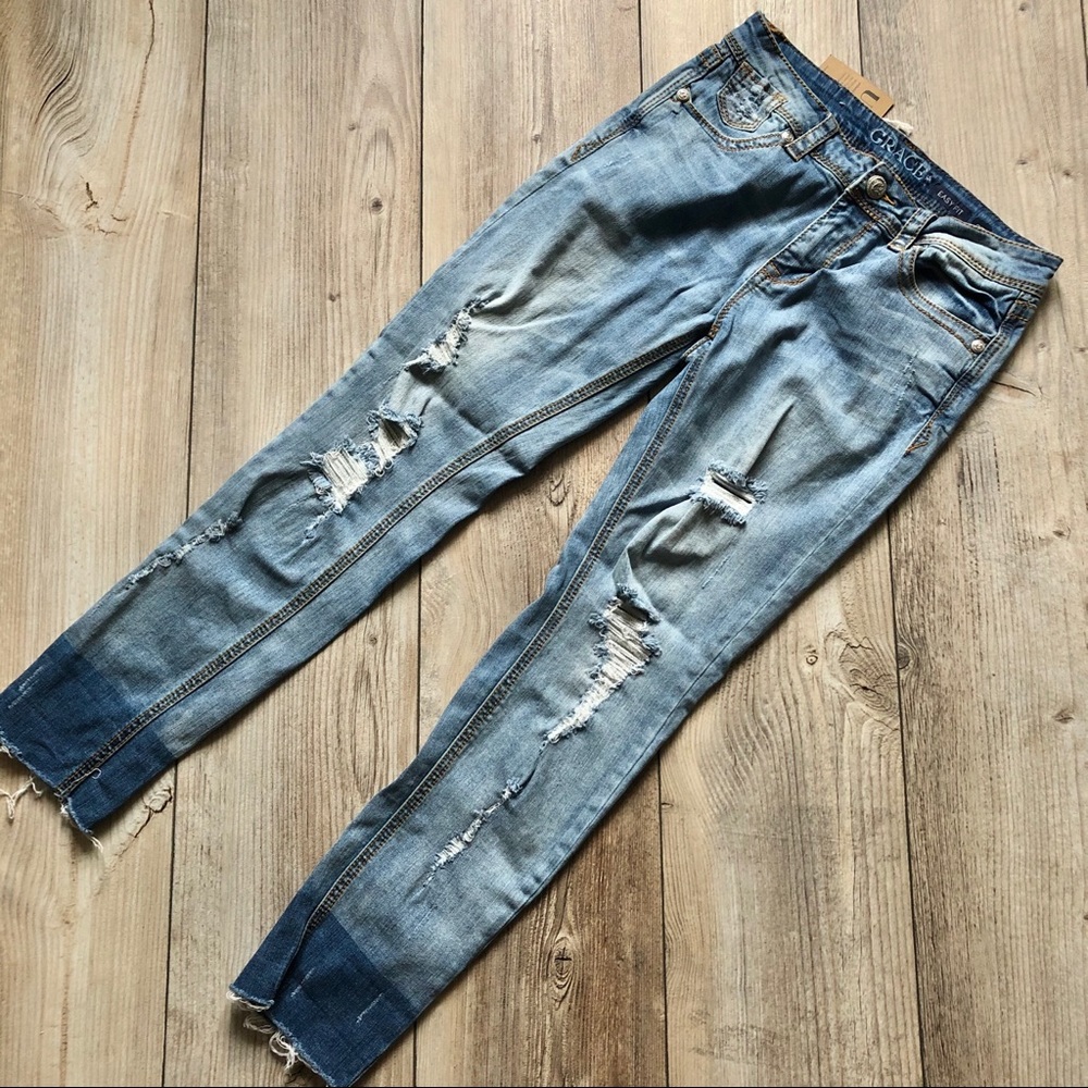 NWOT Distressed Medium Denim Jeans